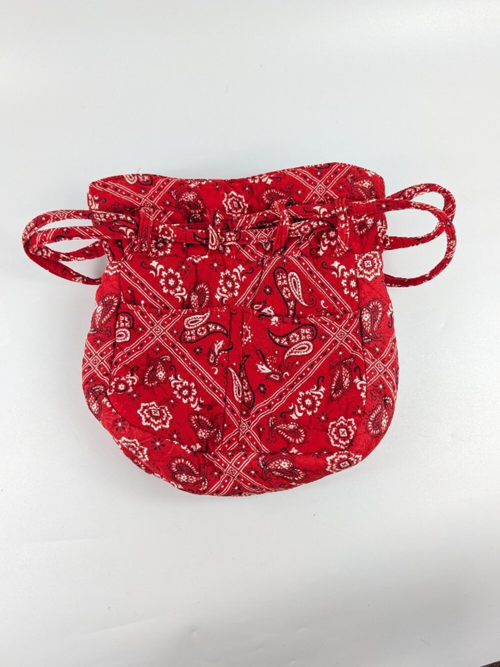 VTG A.D. Sutton & Sons Hong Kong Red Paisley Bandanna Cinch Hand Bag Purse